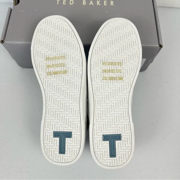 Ted Baker Bailey Icon Women’s 7.5 Classic Leather Tennis Shoe Blue Stripe New - Picture 10 of 13